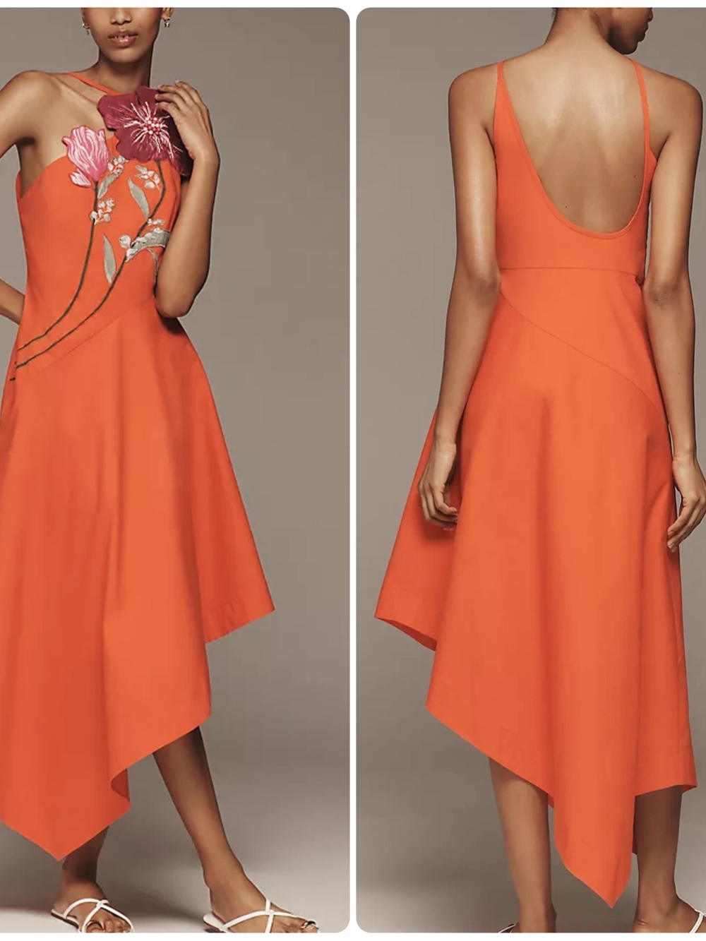 Yukiko Noritake Anthropologie Asymmetrical Floral Midi Dress